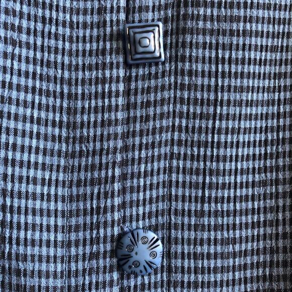 Vintage Darian Petites Blue Black Plaid Tunic Button Up Blouse Size 16P NWT - Picture 3 of 10